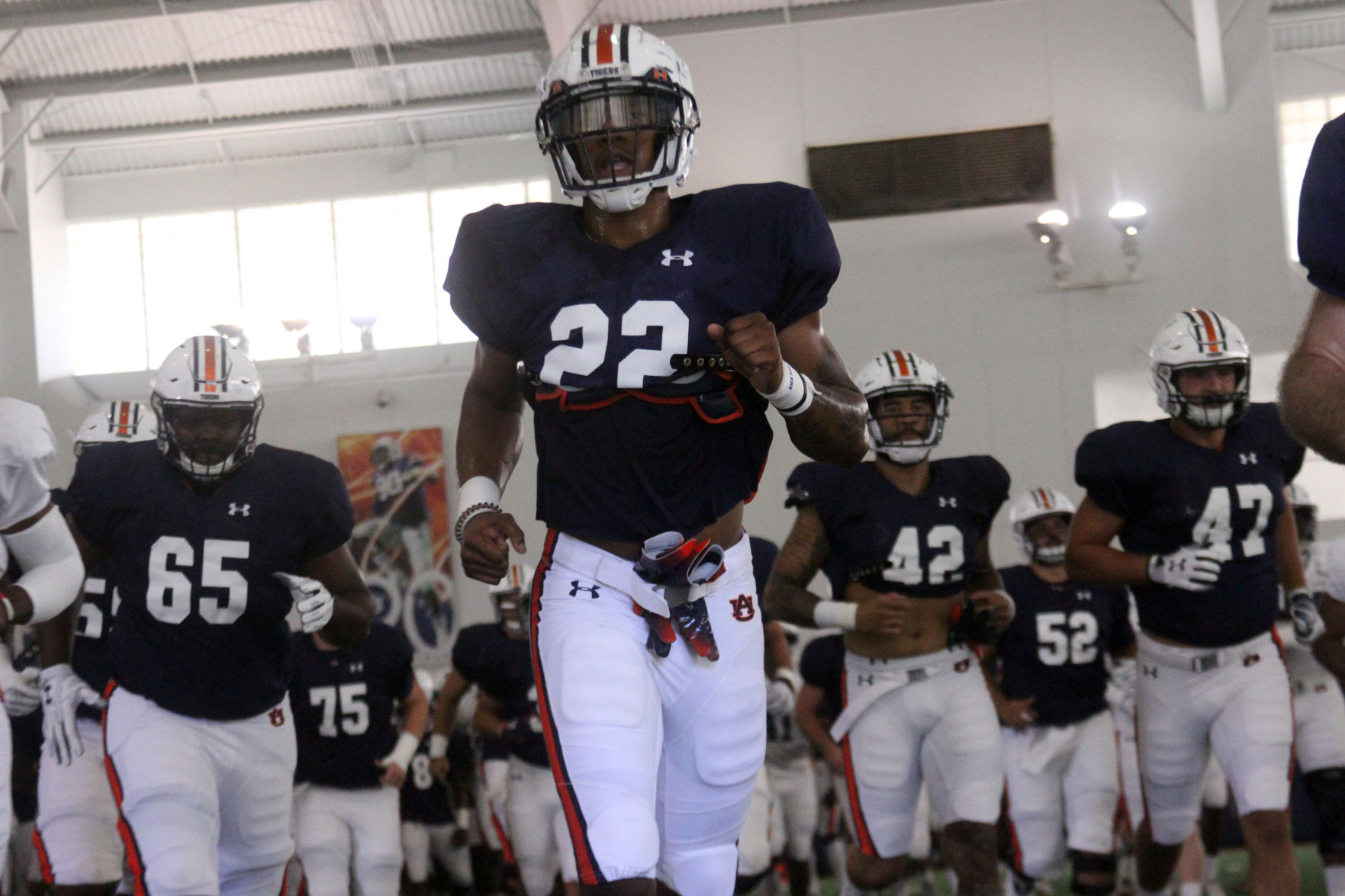 Auburn football practice on the first day of full pads